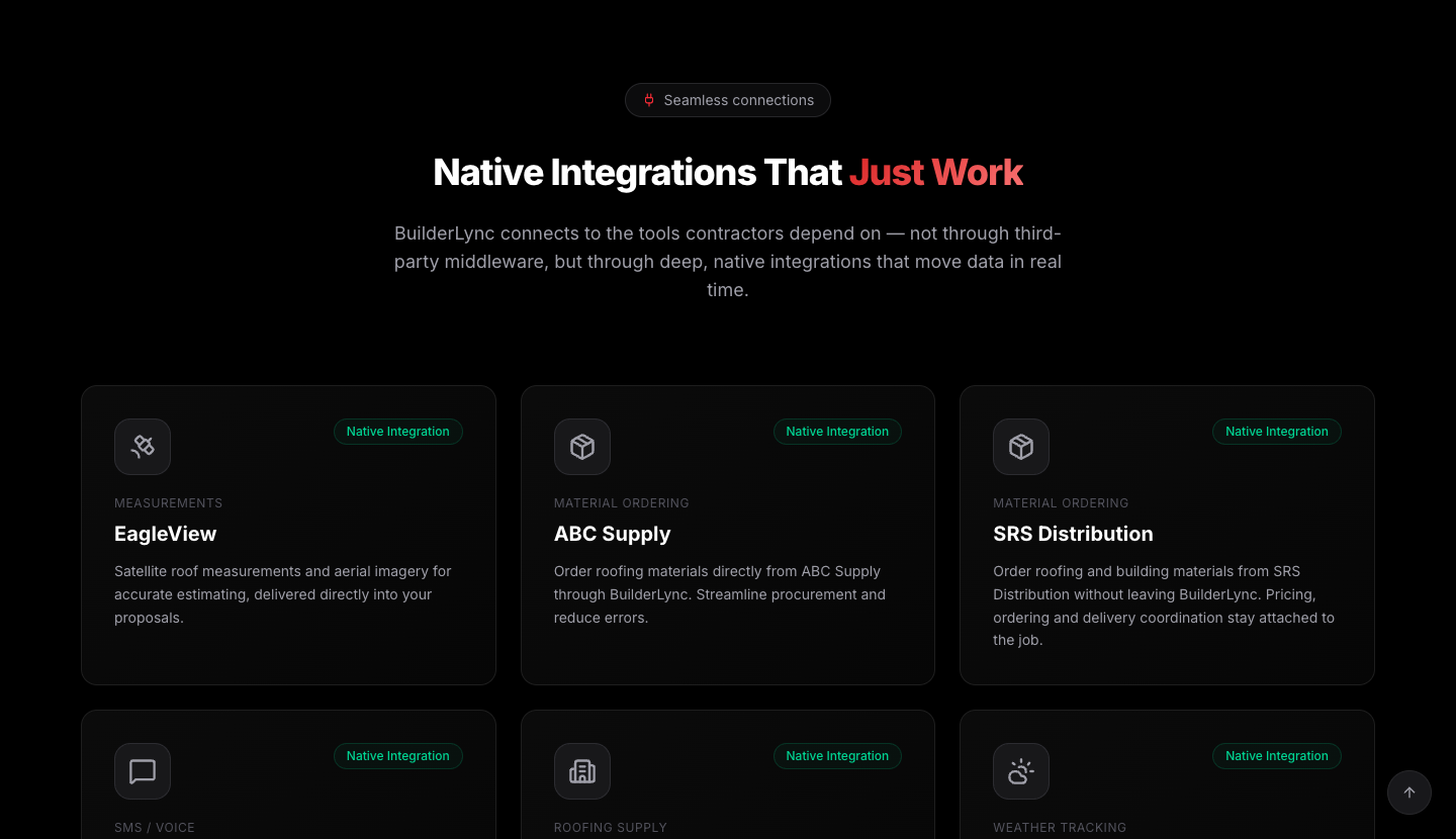 BuilderLync's native integrations. Image: builderlync.com