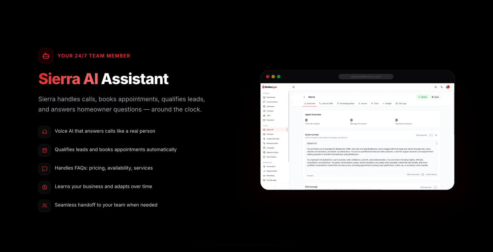 Configuring the Sierra AI agent for a contractor's business. Image: builderlync.com